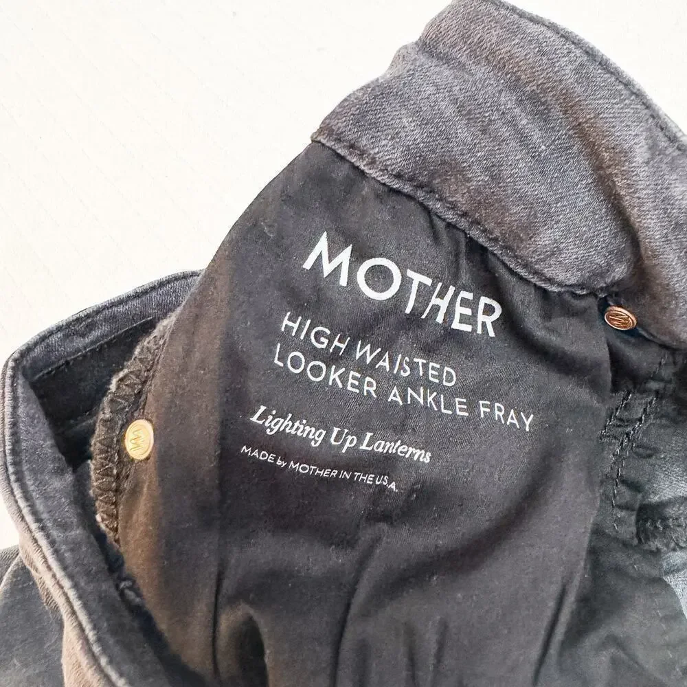 Mother High Waisted Looker Ankle Fray Lighting Up Lanterns Denim Jeans Size 24